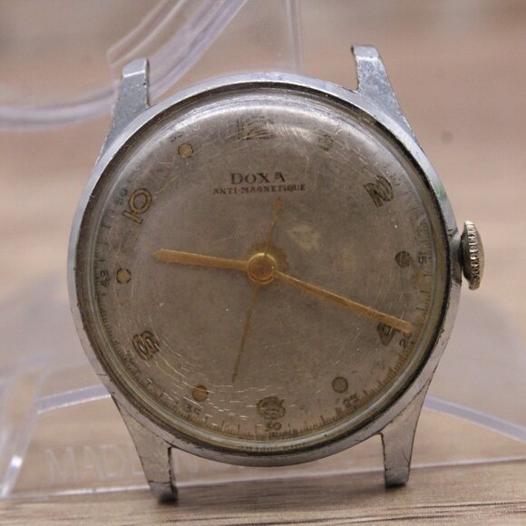 Vintage DOXA Antimagnetic Military Watch Mens Silver Tone Stainless Steel 1950's - Picture 1 of 6